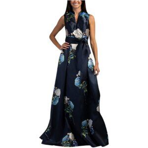 RENE BY RENE RUIZ Sleeveless Floral Gown With Belt